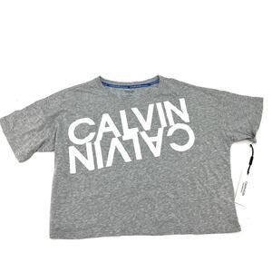 Calvin Klein Gym Workout Dance Gray Crop Top Tee T-Shirt Large NEW